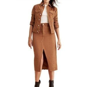 NWT Warp + Weft MLE Velana Long Skirt Brown Corduroy Size 27